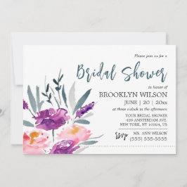 Aquarel Bruidsfeest Uitnodigingen Met Bloemen