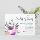 Aquarel Bruidsfeest Uitnodigingen Met Bloemen (Staand voorkant)