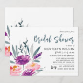 Aquarel Bruidsfeest Uitnodigingen Met Bloemen (Voorkant / Achterkant)