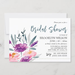 Aquarel Bruidsfeest Uitnodigingen Met Bloemen