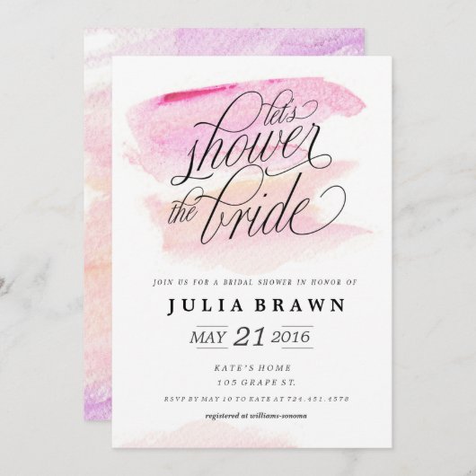 Aquarel bruiloft uitnodiging (Voorkant / Achterkant)