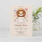 Aquarel bruin en ivoor Cute baby leeuw Kaart (Staand voorkant)