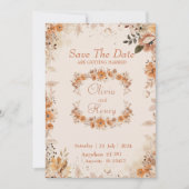 Aquarel Bruine bloem save the date uitnodiging (Voorkant)