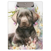 Aquarel Bruine Labrador Retriever en Bloemen