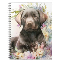 Aquarel Bruine Labrador Retriever en Bloemen