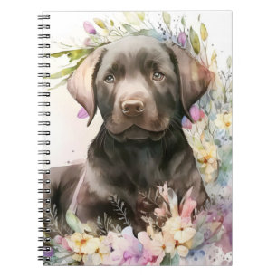 Aquarel Bruine Labrador Retriever en Bloemen Notitieboek