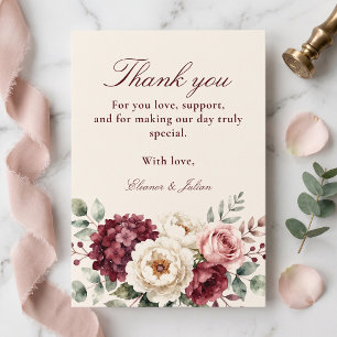 Aquarel Burgundy Blush Bloemen Bruiloft Bedankt