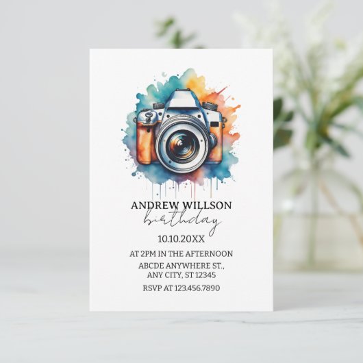 aquarel camerafotograaf VERJAARDAG Kaart (Staand voorkant)