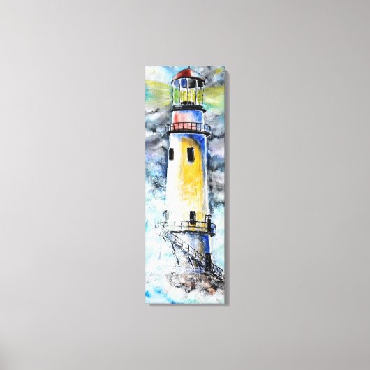 Aquarel Canvas - Vuurtoren - Schilderij Afdruk (Voorkant)