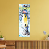Aquarel Canvas - Vuurtoren - Schilderij Afdruk (Insitu (Woonkamer))