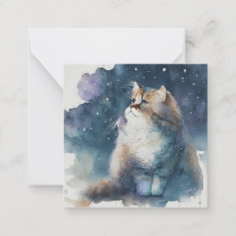 Aquarel Cat Kaart Notitiekaartje