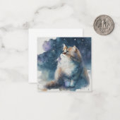Aquarel Cat Kaart Notitiekaartje (Voorkant / Achterkant in situ)