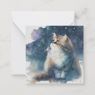 Aquarel Cat Kaart Notitiekaartje