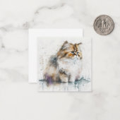 Aquarel Cat Kaart Notitiekaartje (Voorkant / Achterkant in situ)