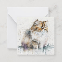 Aquarel Cat Kaart Notitiekaartje