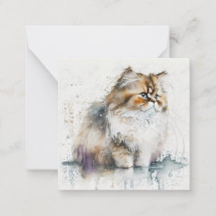 Aquarel Cat Kaart Notitiekaartje