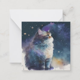 Aquarel Cat Kaart Notitiekaartje
