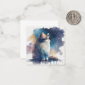 Aquarel Cat Kaart Notitiekaartje (Voorkant / Achterkant in situ)