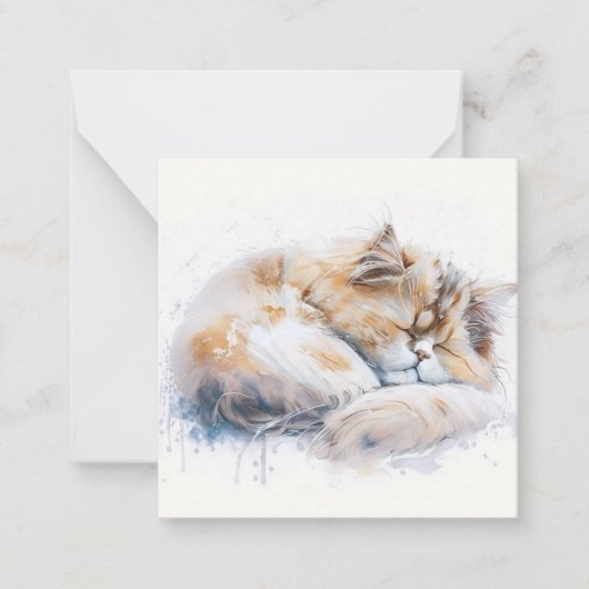 Aquarel Cat Kaart Notitiekaartje (Voorkant)