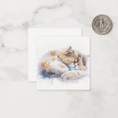 Aquarel Cat Kaart Notitiekaartje (Voorkant / Achterkant in situ)
