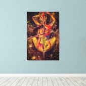 Aquarel - Cello Space Sonata - Dame met Cello Canvas Afdruk (Insitu (Houten vloer))