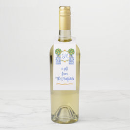 Aquarel Chinoiserie Citrus Topiary Monogram Flessenhanger