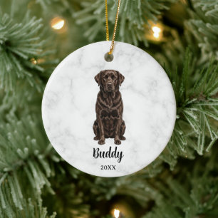 Aquarel Chocolade Lab Hond Naam Huisdier Herdenkin Keramisch Ornament