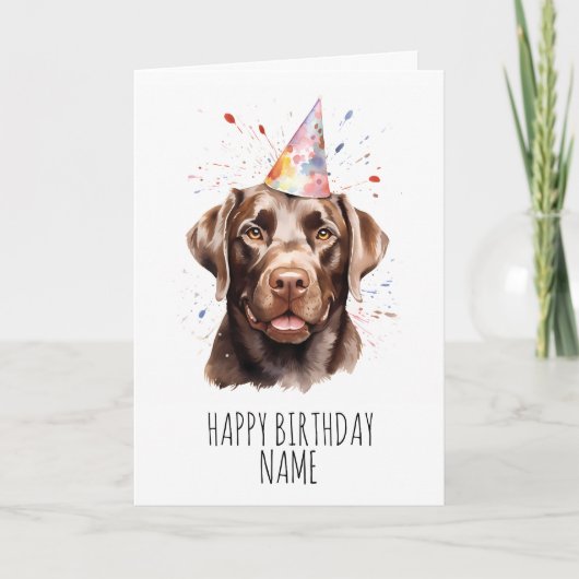 Aquarel Chocolade Labrador Verjaardag Kaart (Voorkant)
