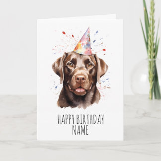 Aquarel Chocolade Labrador Verjaardag Kaart