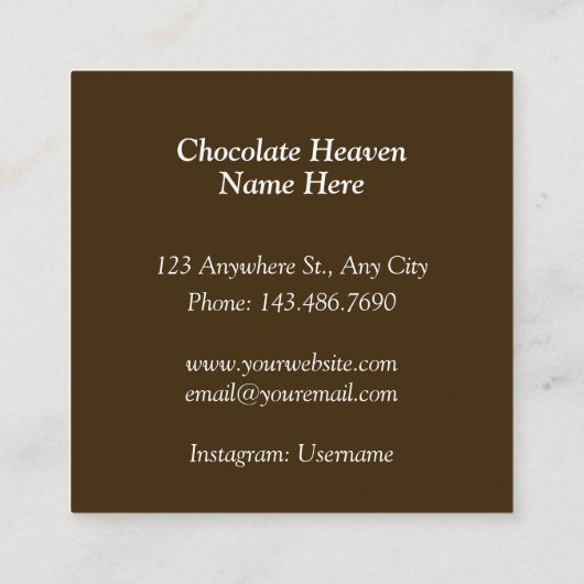 aquarel chocolade vierkante visitekaartje (Achterkant)