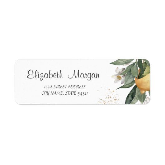 Aquarel Citroen Bloeiende Citroenen Etiket (Voorkant)