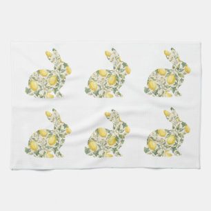 Aquarel Citroen Citrus Konijn Bloemig Pasen Lente Theedoek