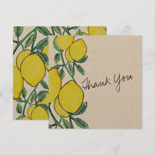 Aquarel Citroen Citrus Script Bedankkaart Kaart