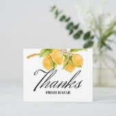 Aquarel Citroen en Bloesem Verjaardag Bedankt Briefkaart (Staand voorkant)