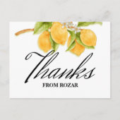 Aquarel Citroen en Bloesem Verjaardag Bedankt Briefkaart (Voorkant)