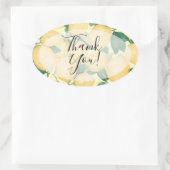 Aquarel Citroen en Groene Tekenen Dank je wel Ovale Sticker (Tas)