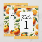 Aquarel Citroen Oranje Bladeren Tafelnummer (Voorkant / Achterkant)