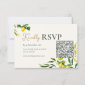 Aquarel Citroen QR Code Huwelijks RSVP Kaart (Voorkant)