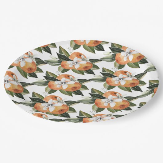 Aquarel Citroen Sinaasappel Cutie Mandarijn Fruit Papieren Bordje