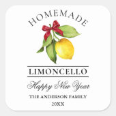 Aquarel Citroen Thuisgemaakte Limoncello Nieuwjaar Vierkante Sticker (Voorkant)