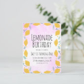 Aquarel Citroen Verjaardag Roze Geel Rand Kunst I Briefkaart (Staand voorkant)