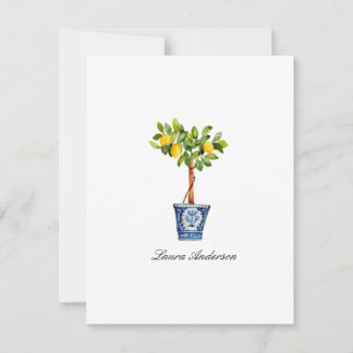 Aquarel Citroenboom topiaire vlakke bedankkaart