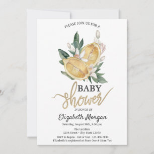 Aquarel Citroenen Bloemen Botanische Babyborrel Kaart