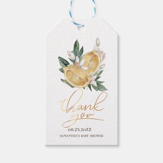 Aquarel Citroenen Botanisch Cadeaulabel (Voorkant)