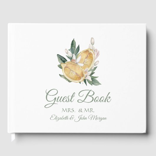 Aquarel Citroenen Botanische Stippen Gastenboek (Voorkant)