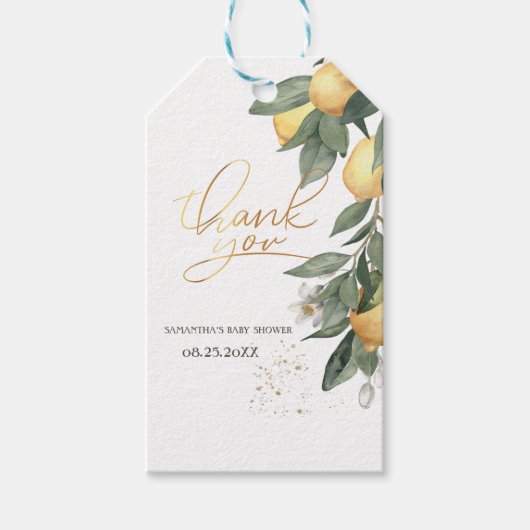 Aquarel Citroenen Groen Cadeaulabel (Voorkant)