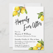 Aquarel Citroenen Happily Ever After Typografie Kaart (Voorkant)