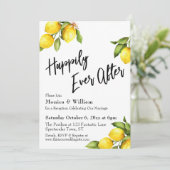 Aquarel Citroenen Happily Ever After Typografie Kaart (Staand voorkant)