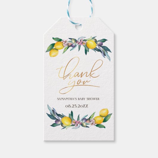 Aquarel Citroenen Olijven Cadeaulabel (Voorkant)