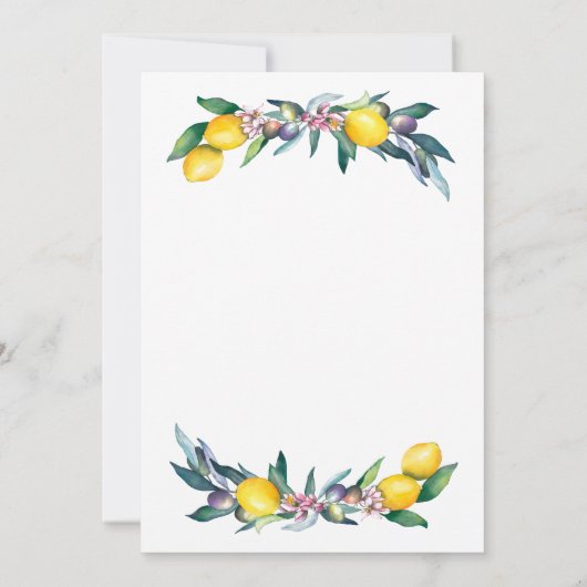 Aquarel Citroenen Olijven Glas Heniparty Kaart (Achterkant)